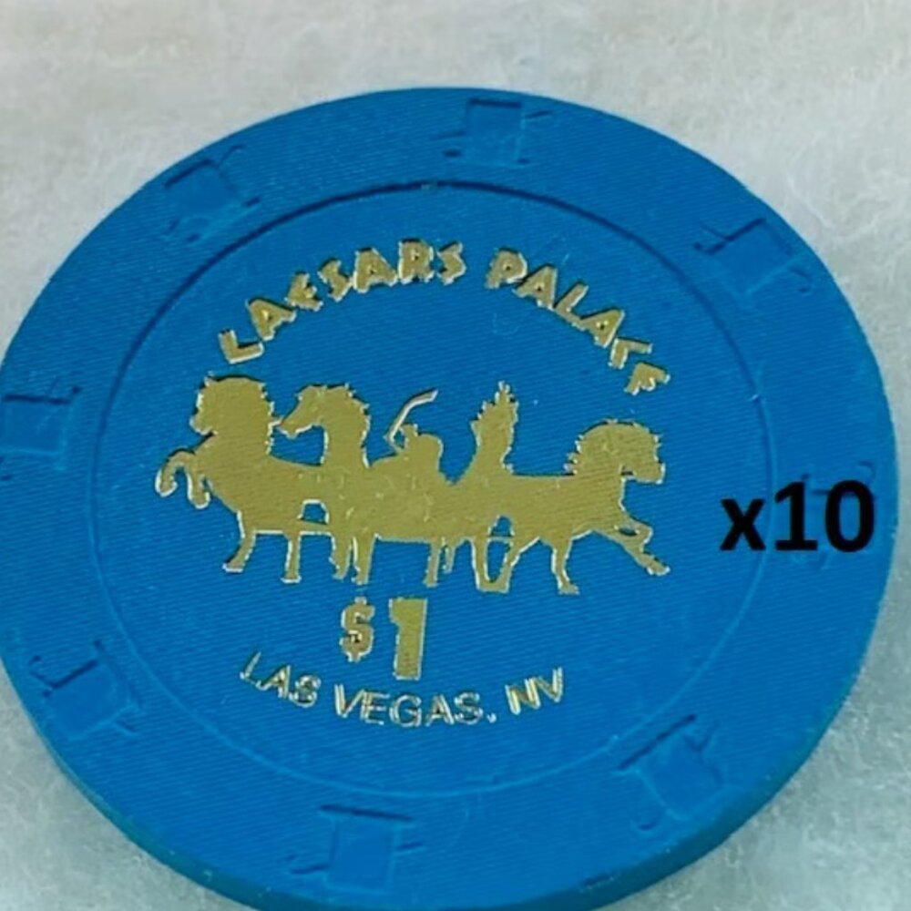Lucky Lot of 10 Caesars Palace Casino Chip Las Vegas $1 x 10 Lucky Gift Stack